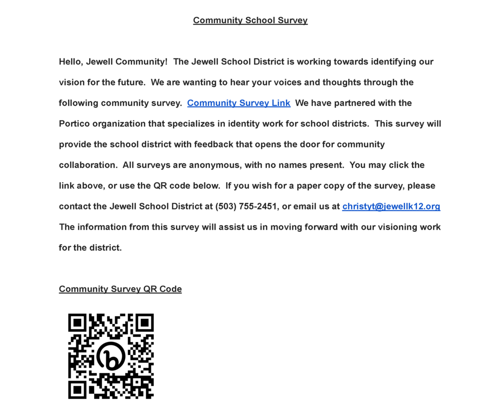 Jewell School Community Survey