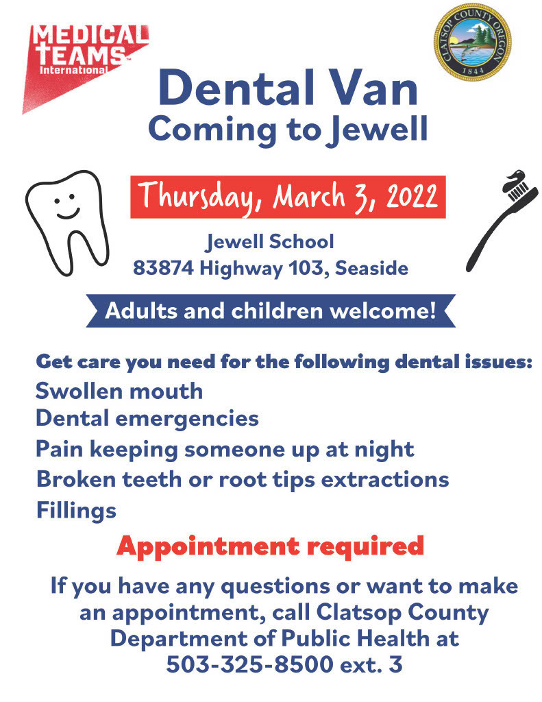 Flyer announcing a dental van visit